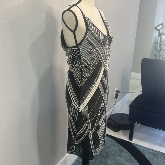 Boston Proper Black and Silver Beaded Dress. Sz 8 - Picture 3 of 9